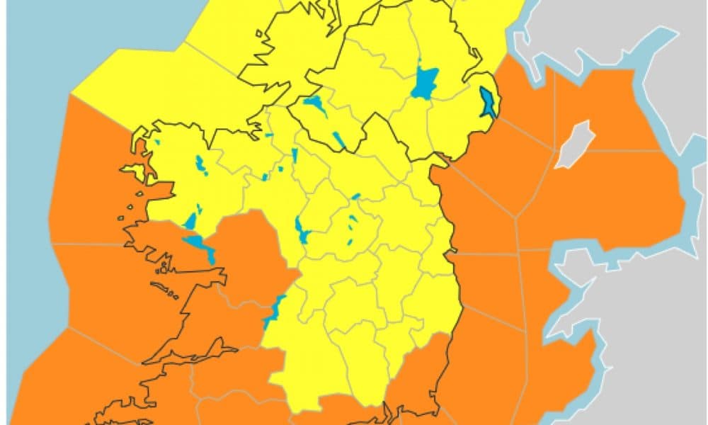 Orange wind warning issued for Friday